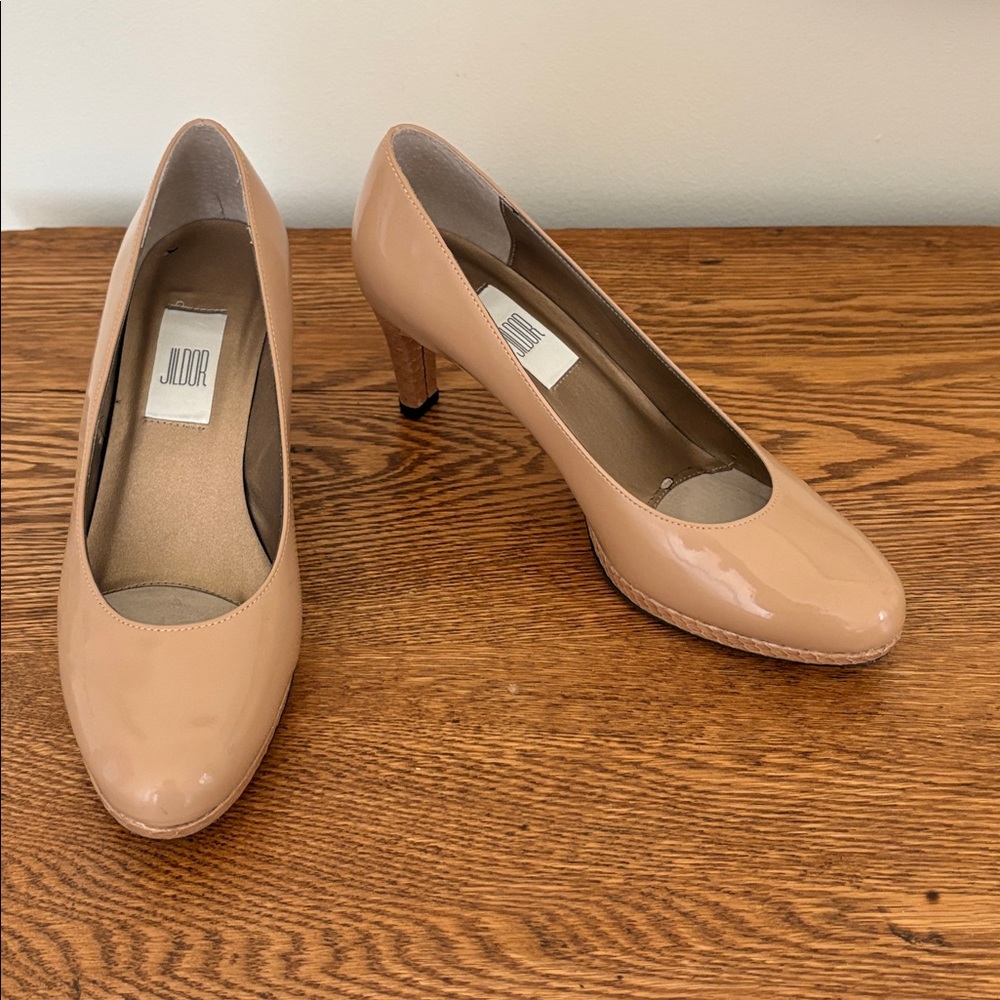 Beige Patent Leather Heels